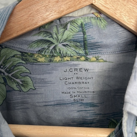 J. Crew Men’s Light Weight Chambry Hawaiian Tropics Shirt - Size Small Slim - Picture 6 of 9